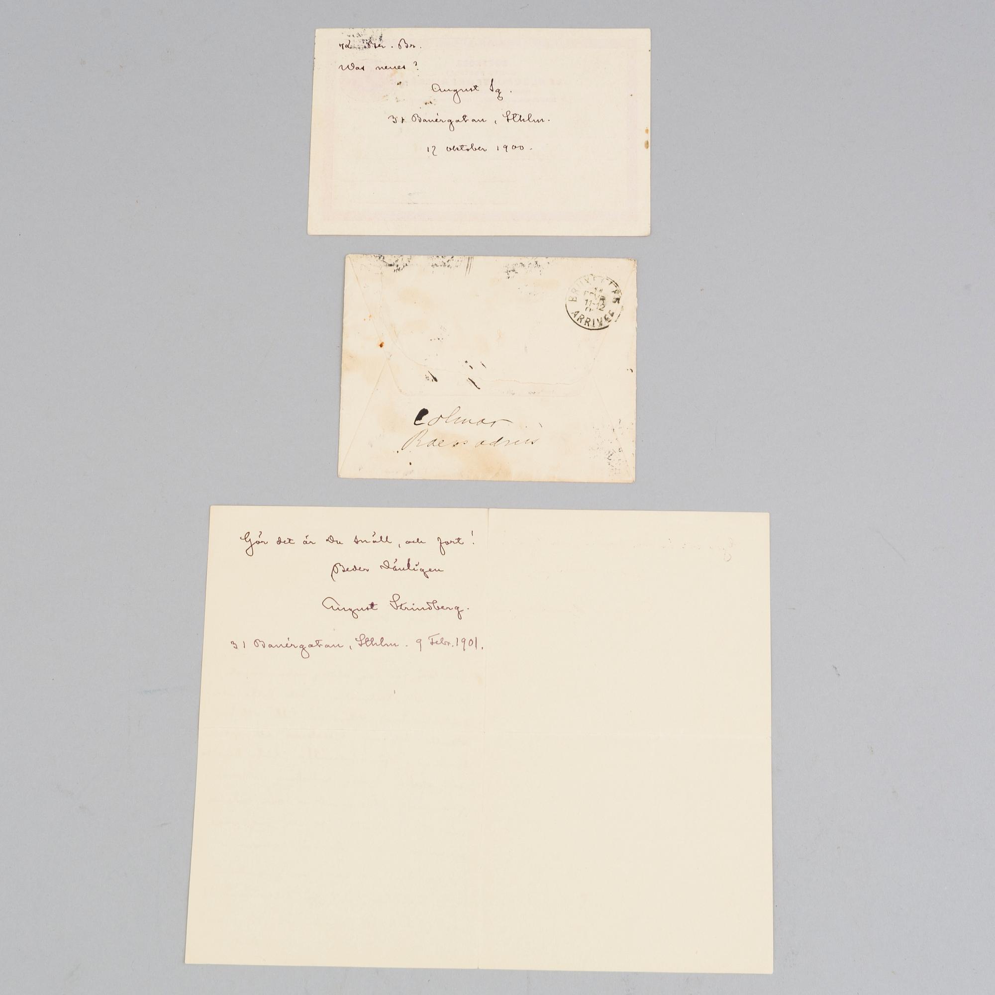 AUGUST STRINDBERG, brev, daterad 1900.