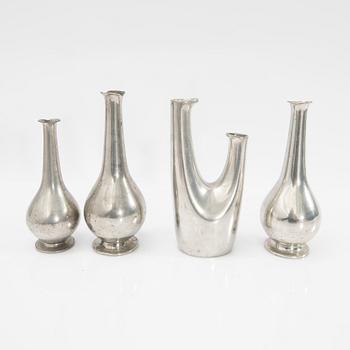Just Andersen, vases, 5 pcs, first half of the 20th century.