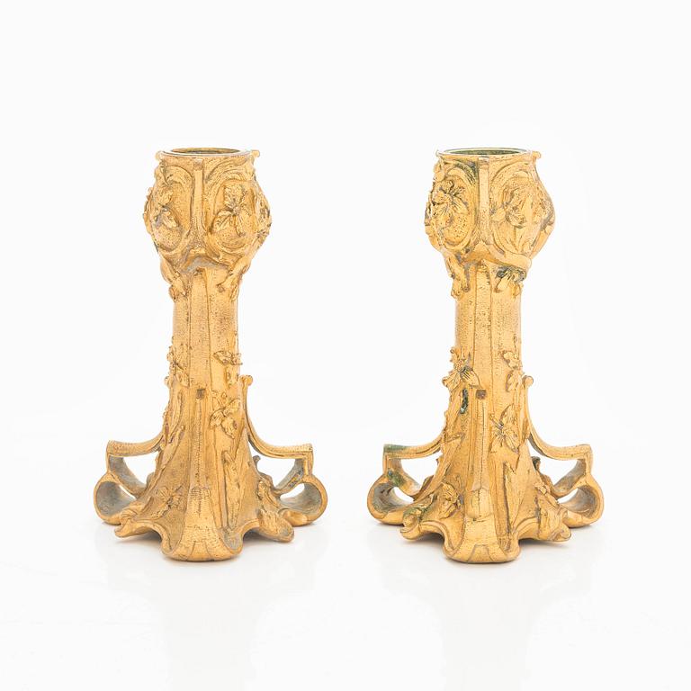 A pair of Art Nouveau candelabras, possibly France.