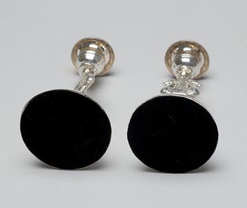 LJUSSTAKAR, ett par, silver, Carl Nyström, Stockholm, 1848.