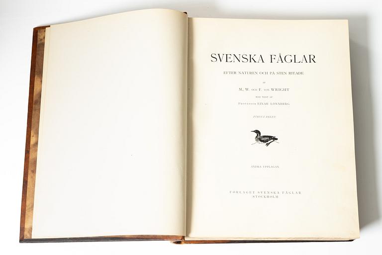 Bröderna von Wright, books, three volumes, 'Svenska fåglar', A. Börtzells tryckeri AB, Stockholm, 1927-29.