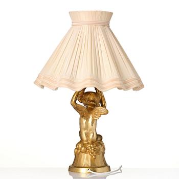 Alice Nordin, a gilt bronze Art Nouveau table lamp, Sweden, ca 1900.