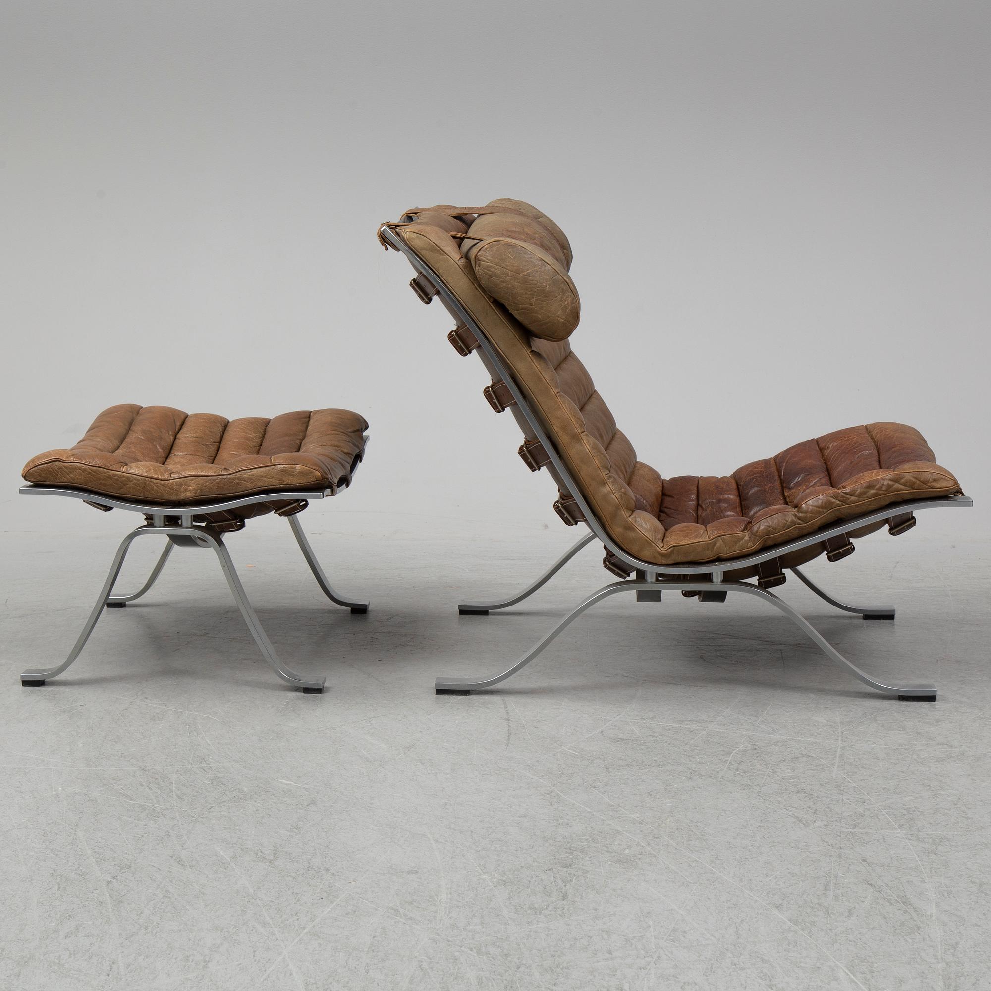 An 'Ari' easy chair and ottoman by Arne Norell.