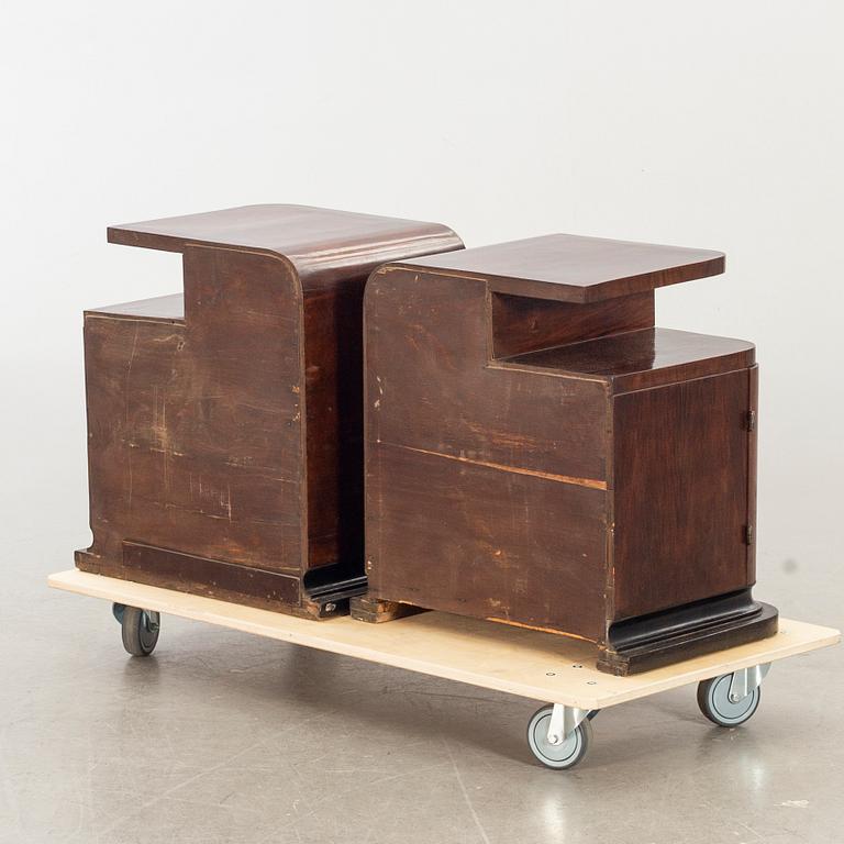 SÄNGBORD, ett par, art deco-stil 1900-talets mitt.