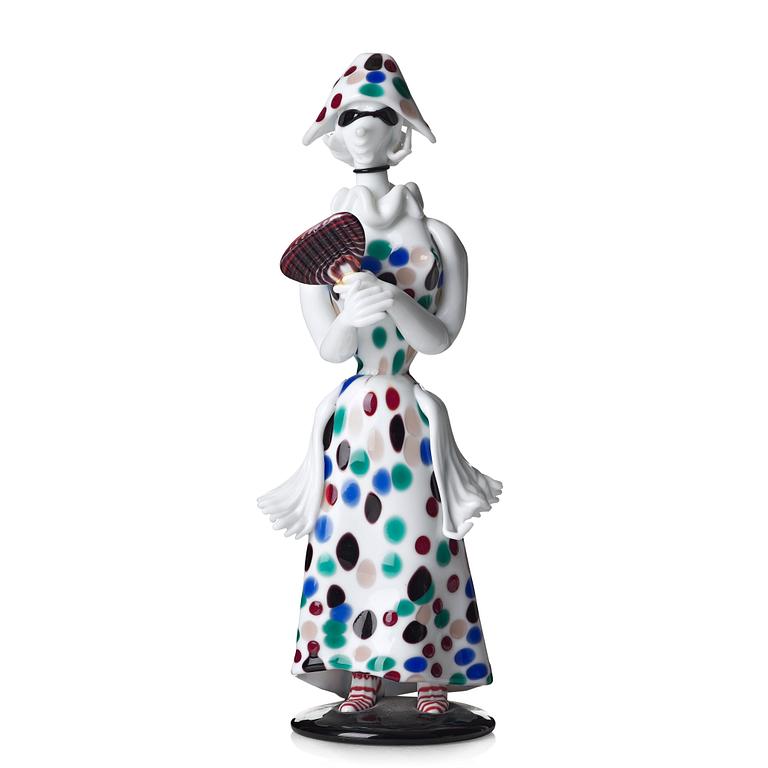 Fulvio Bianconi, a glass figurine  "Arlecchina", Venini, Murano, Italy 1950's.