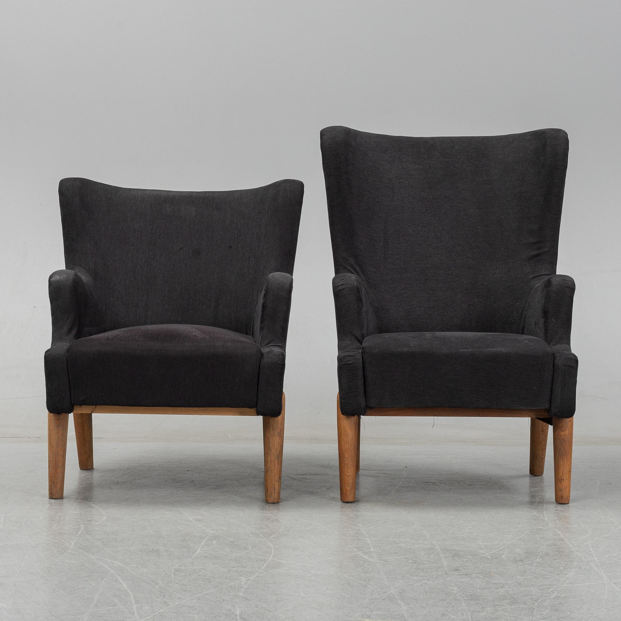 Eva och Nils Koppel, a set of two easy chairs, for Slagelse Møbelværk, Denmark circa 1948-50.
