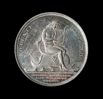 MEDALJ. Hertig Karl (XIII) blir kansler för Uppsala universitet 1792. Utförd av L. Grandel i Rom. Silver 5,3 cm 69,5 g.