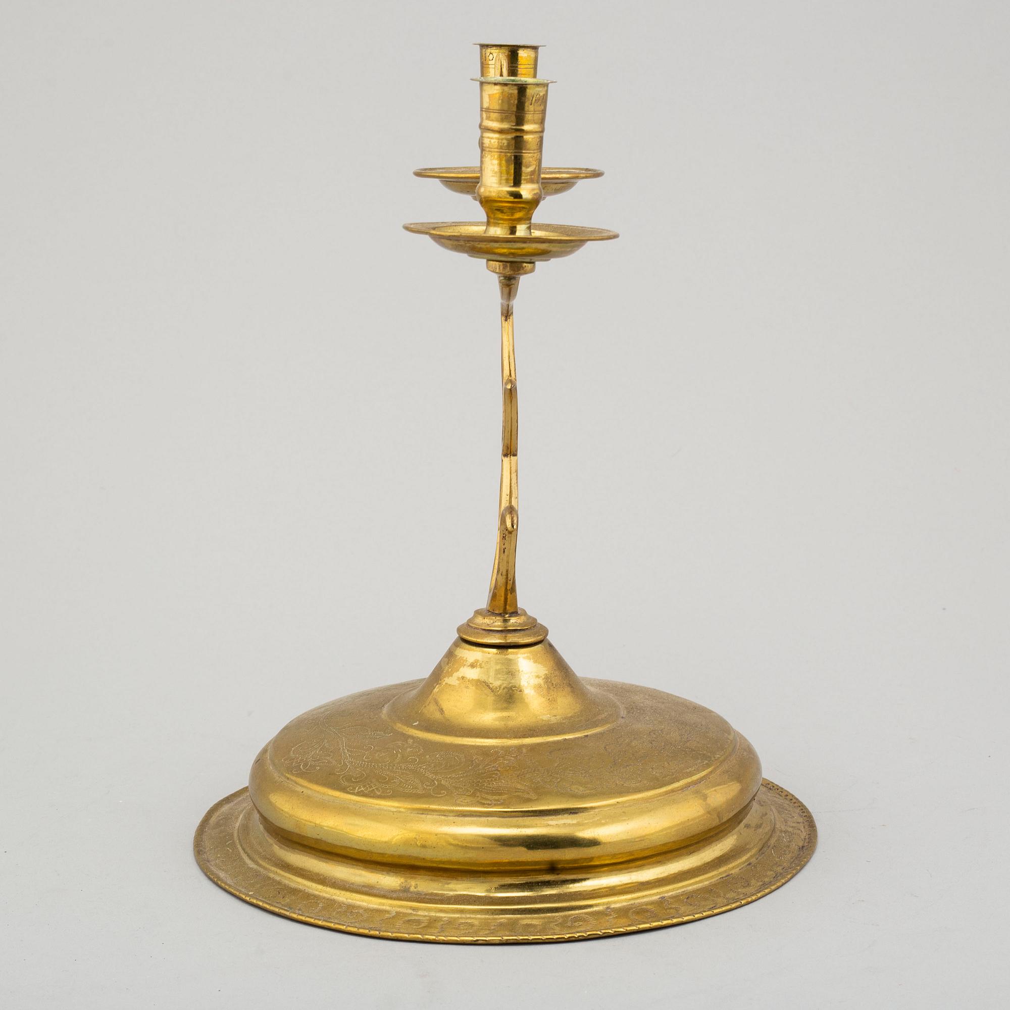 a 19th century brass candelabra.