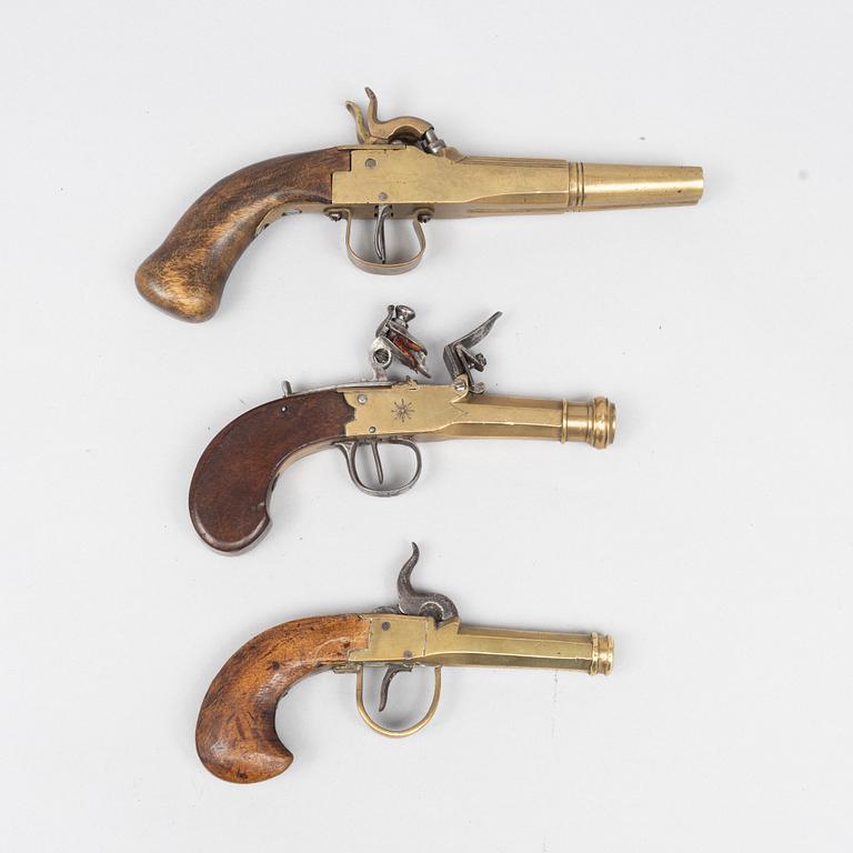 Pistols 3 pcs, 19th century.