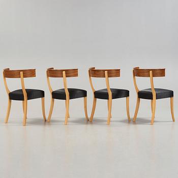 Josef Frank, A set of four walnut and beech chairs, Svenskt Tenn, model 300.