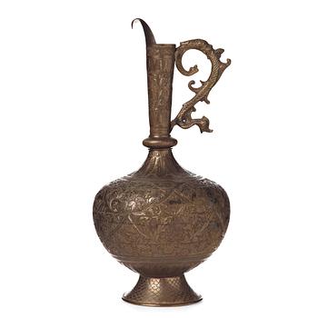 288. A ROYAL JUG, brass, India second half of the 19th century, height ca 39,5 cm.