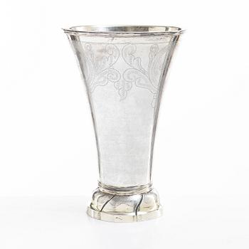 A Swedish early 19th century parcel-gilt silver beaker, mark of Olof Hellbom, Stockholm 1810.