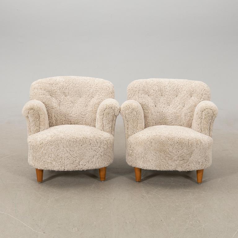 Armchairs a pair Swedish Modern 1940s.