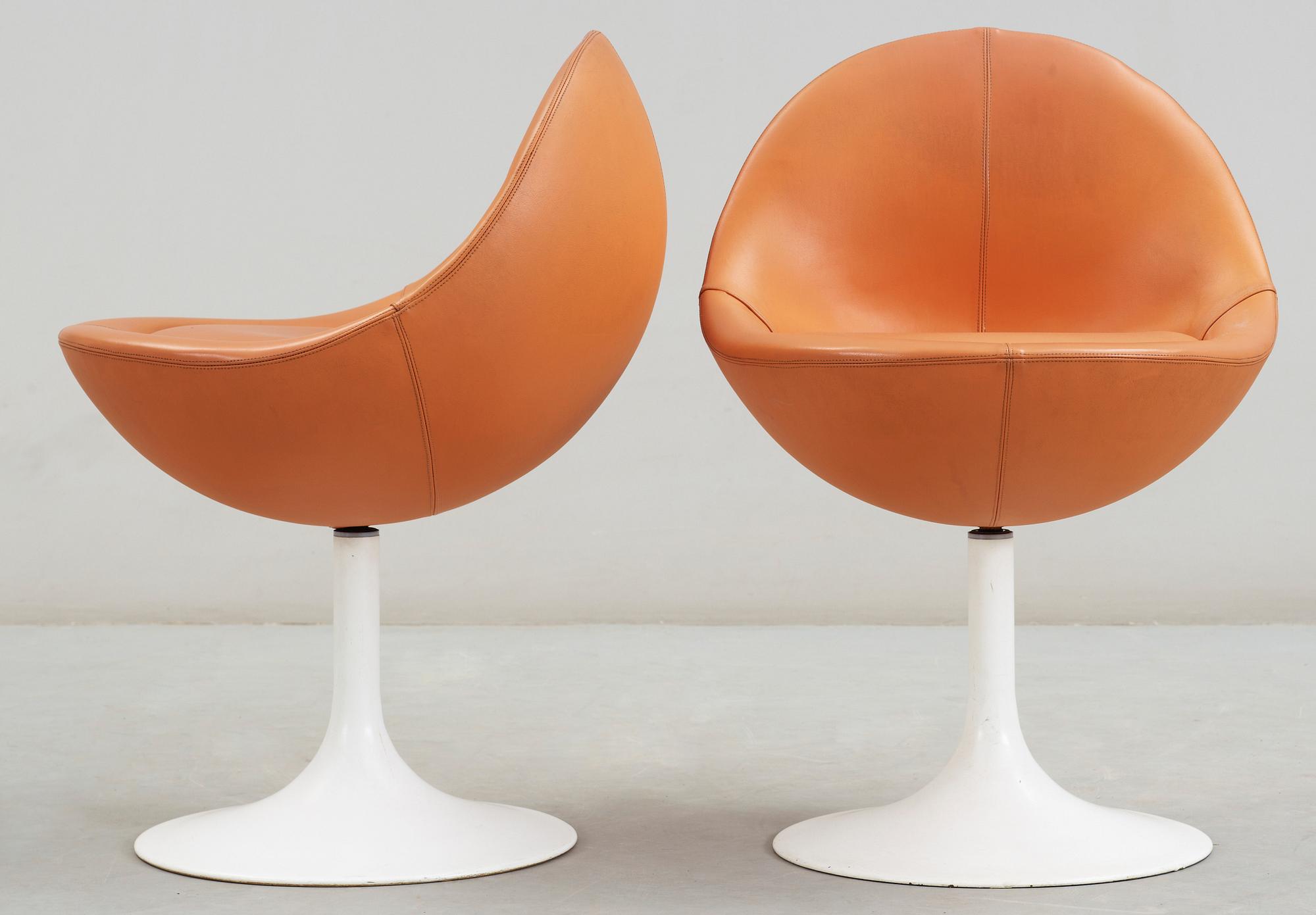 SNURRFÅTÖLJER, 2 st, "Venus", Johansson Design, Markaryd, 1970-tal.