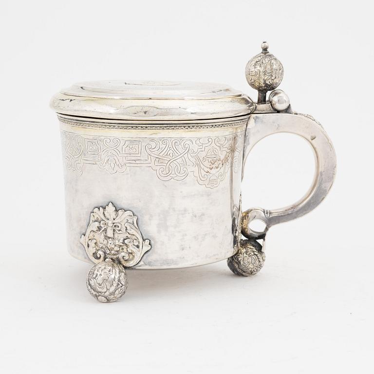 A baroque style silver tankard, Stockholm, late 19th century.