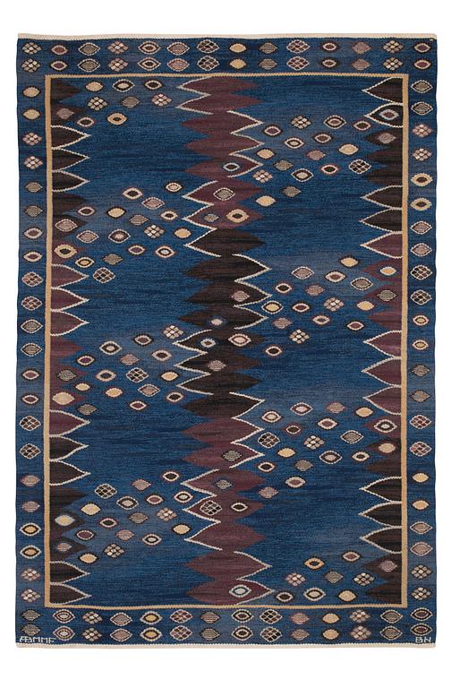 CARPET. "Snäckorna". Tapestry weave (gobelängteknik). 224,5 x 154 cm. Signed AB MMF BN.