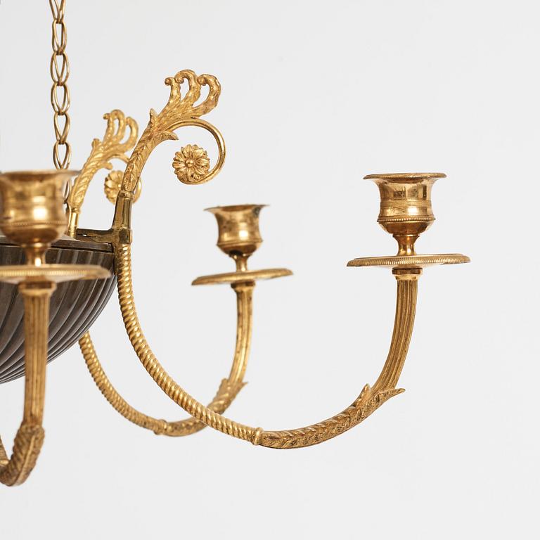 A late Gustavian early 19th century six-light hanging-lamp.