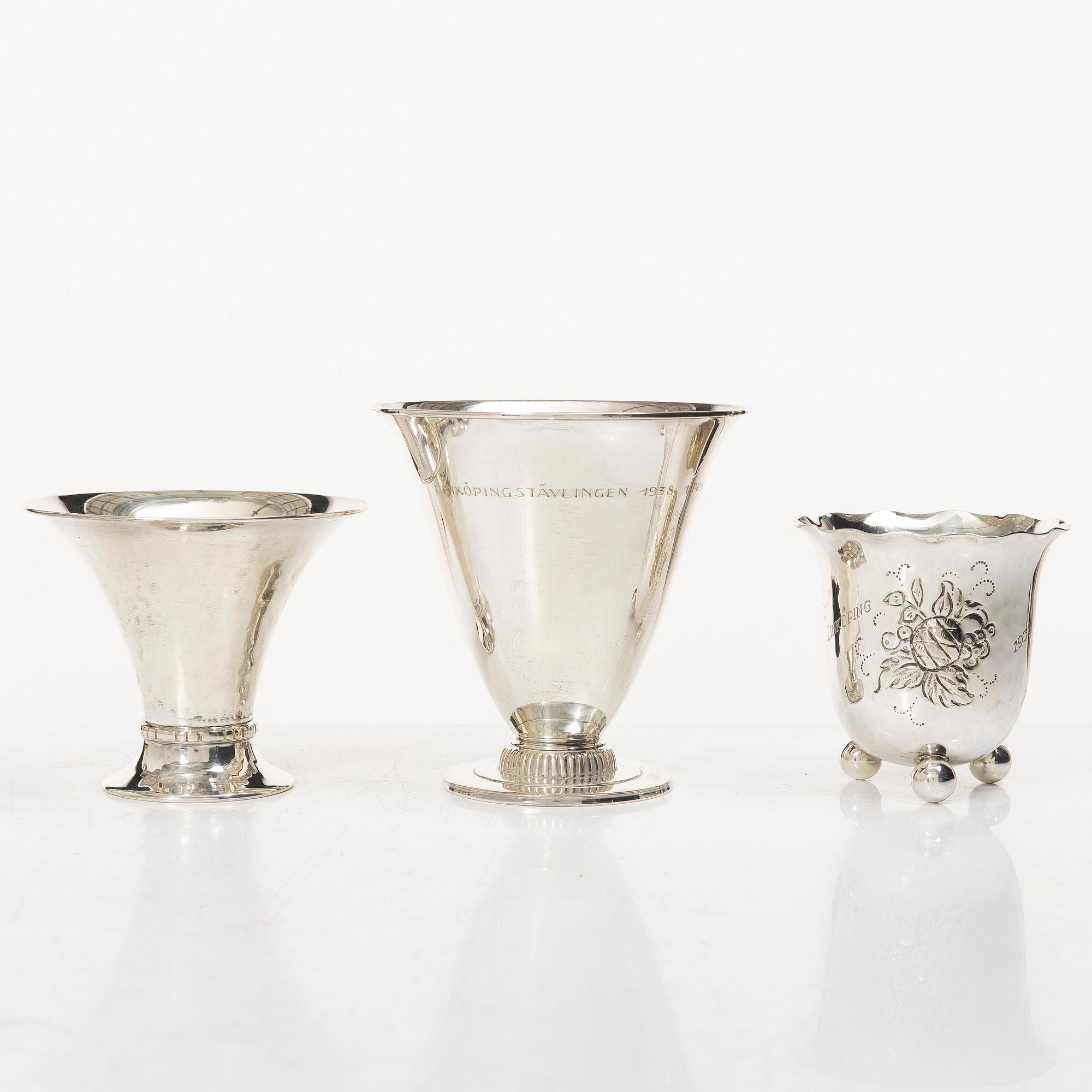 Bägare, 7 st, silver, GAB, 1900-tal.