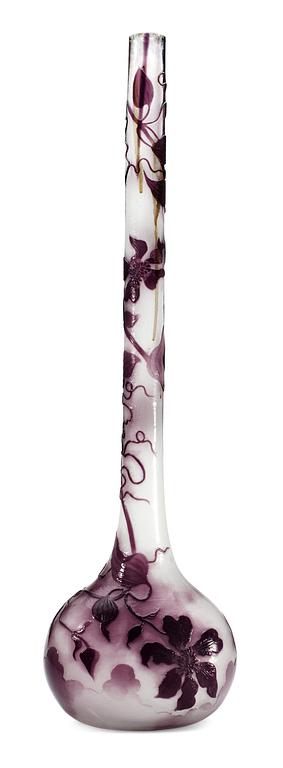An Emile Gallé Art Nouveau cameo glass vase, Nancy, France.