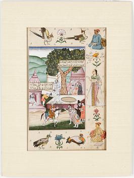 ILLUSTRATIONER, 2 st, gouache, Persien, 1800-tal.