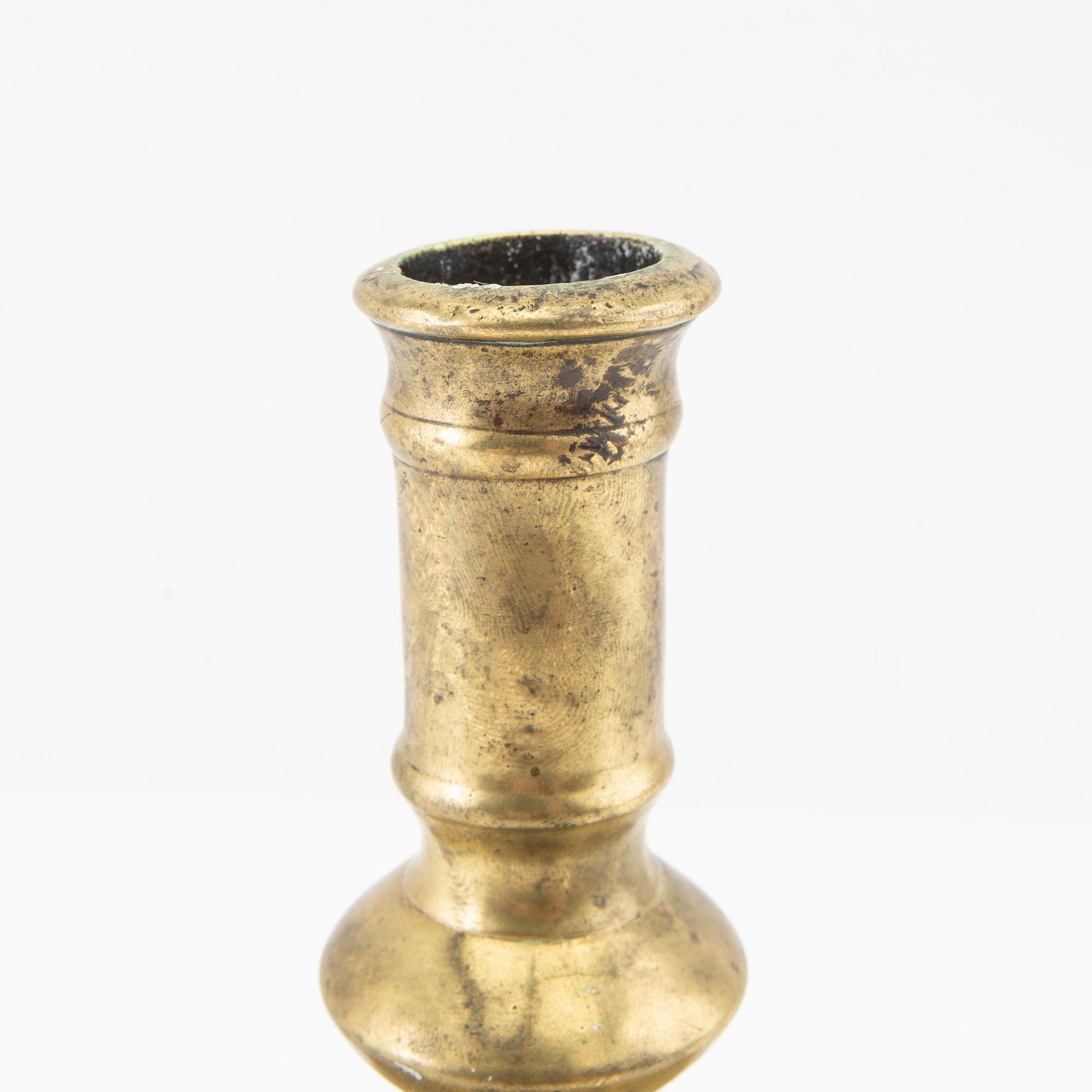 Candlestick, brass, around the year 1700, Baroque style.