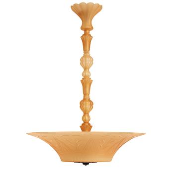 Edward Hald, & Erik Tidstrand, a ceiling lamp, Nordiska Kompaniet & Orrefors, executed ca 1926.
