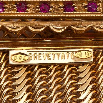 An 18K gold and synthetic rubies bracelet, Italy.