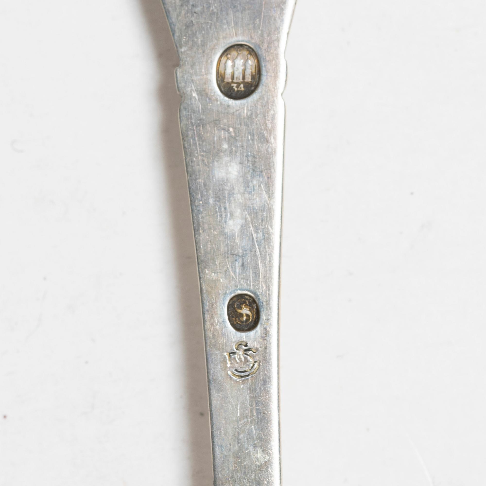 Bestickuppsättning, 75 delar, silver, bl a CF Heise, Köpenhamn 1928.