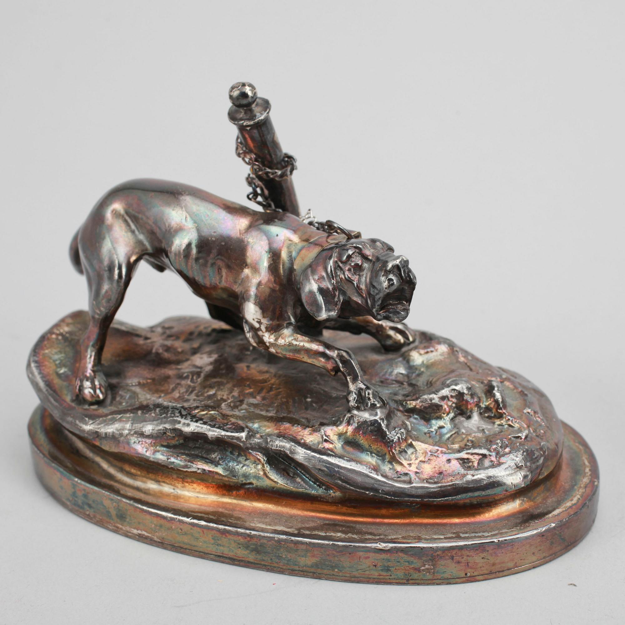BREVPRESSAR/SKULPTURER, 3 st, gjutjärn, vitmetall, glas, 1800/1900-tal.