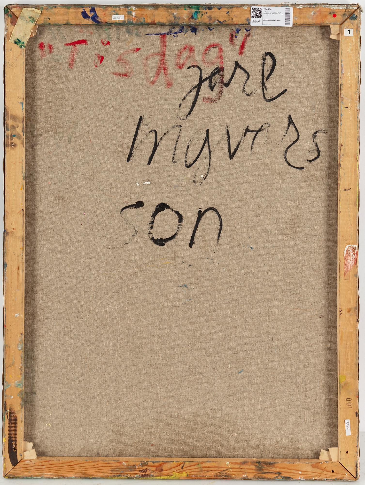 JARL INGVARSSON, verso signed Jarl Ingvarsson, oil on canvas.