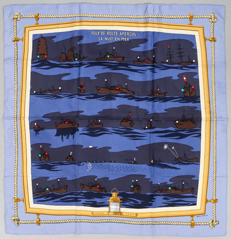 SCARF, siden, "Feux de Route Apercus la Nuit, en Mer", Pierre Péron, Hermès.