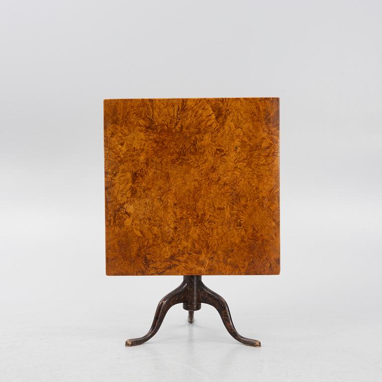 A burr alder tilt-top table by J. Sjölin (master 1767-85).