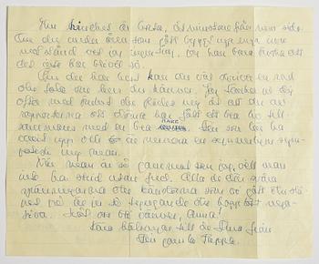 LETTER from Ingmar Bergman to his daughter Anna in London, dated Fårö 21.6.(19)92. Envelope enclosed.