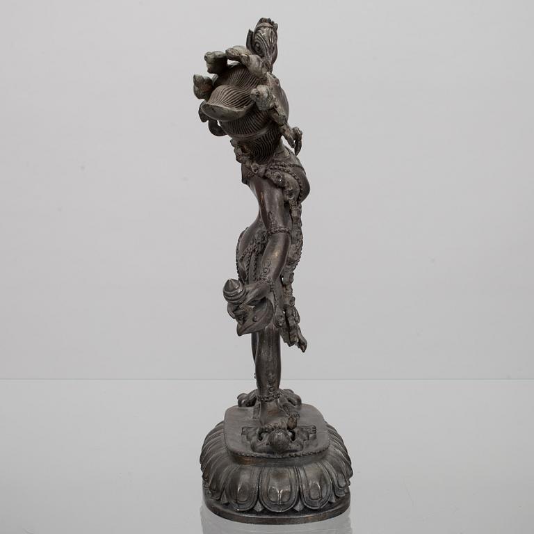 SKULPTUR, patinerad mässing, Tibet 1900-talets senare hälft.