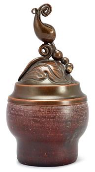 886. A Patrick Nordström stoneware vase with a bronze lid, Denmark 1912-22.