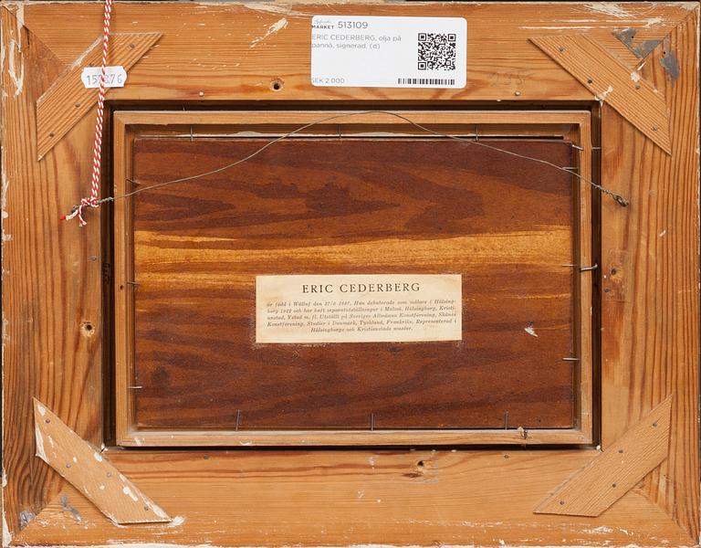 ERIC CEDERBERG, olja på pannå, signerad.