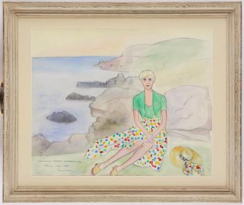 Einar Jolin, Tatiana Scheremetiew in Mölle in a polka dot skirt.