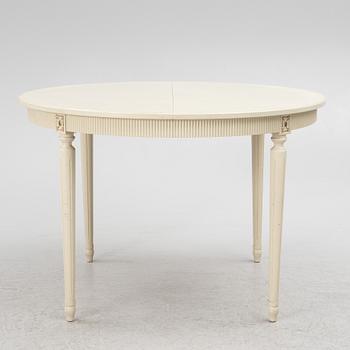 Dining table with six chairs, Gustavian style, second half of the 20th Century.