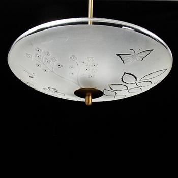 Birger Ekman, taklampa, Swedish Modern, Glössner, 1940-tal.