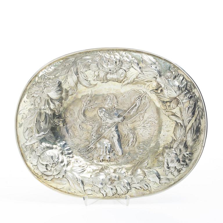 A Northern Europe Baroque silver plate, unmarked. 17th/18th century.