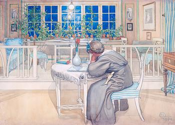 646. Carl Larsson, "Kvällen före resan till England".