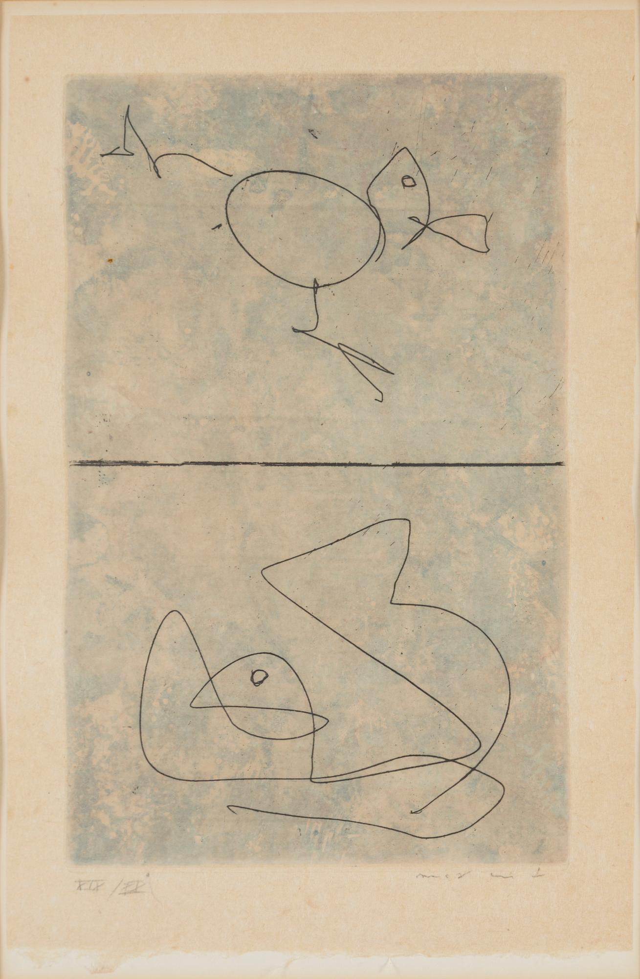 MAX ERNST, färgakvatintetsning, 1972, signerad med blyerts och numrerad XIX/XX.