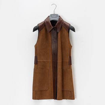 Prada, a leather and suede vest, size 38.