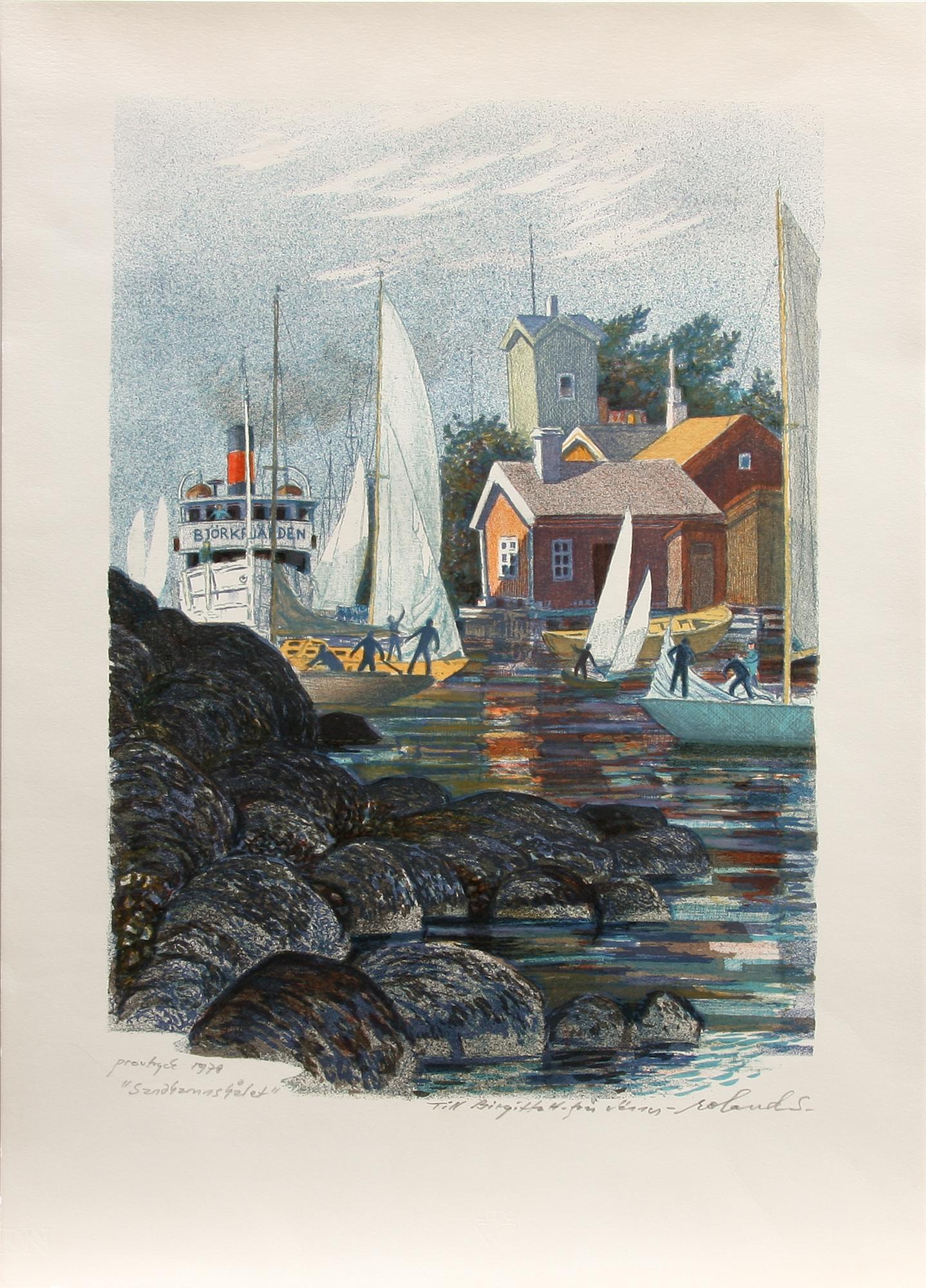 ROLAND SVENSSON, färglitografi. Sign. Provtryck 1978.