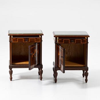 Bedside tables, a pair, first half of the 20th century.