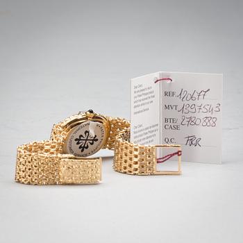 ARMBANDSUR, dam, Patek Philippe, Golden Ellipse, ref 4307/1, 1970-tal, briljantslipade diamanter, 18k guld. Vikt ca67g.