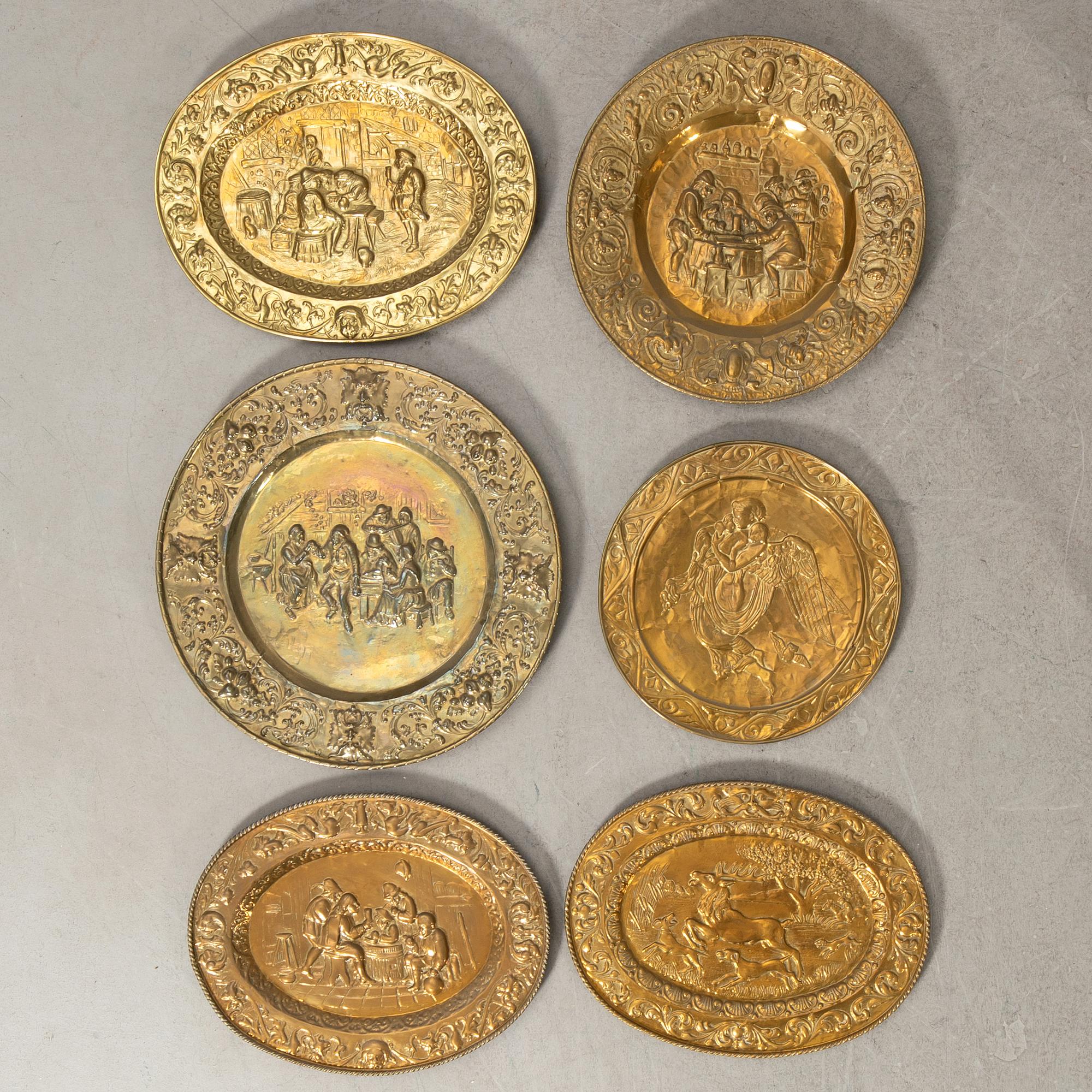 Wall plates 6 pcs Baroque style circa 1900.