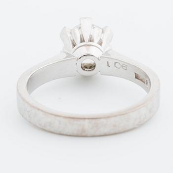 RING 18K whitegold, 1,05 ct, W VVS valuation letter. Evert Lindberg, Juvelateljen AB, Gothenburg 2006.