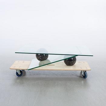 COFFE TABLE, marble and glass, second half of the 20th century, Italy.