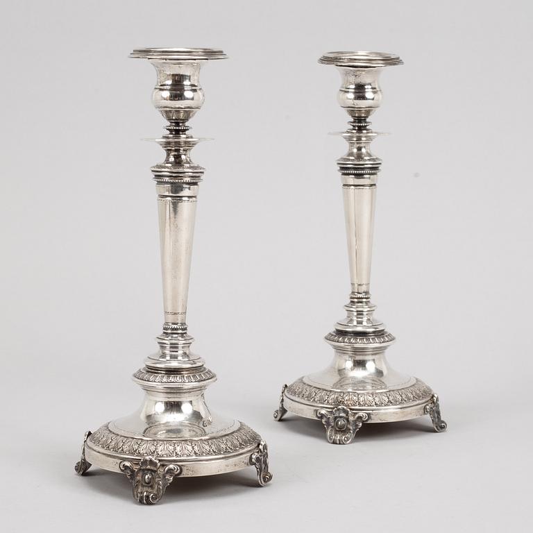 A pair of swedish silver candlesticks, mark of Guldsmedsaktiebolaget GAB, Stockholm 1882.